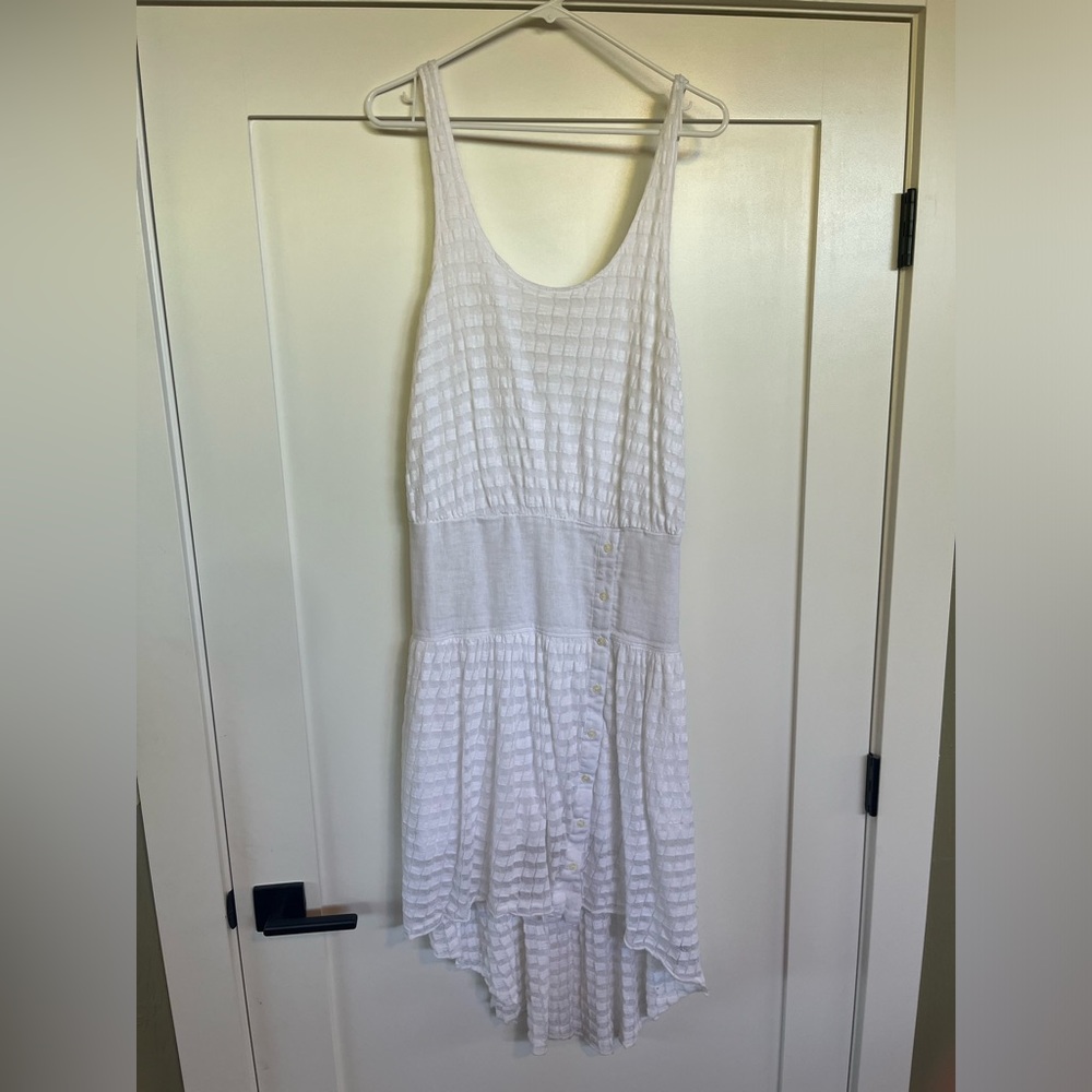 Anthropologie dress, Free People, white, buttons in the mid-section, boho chic